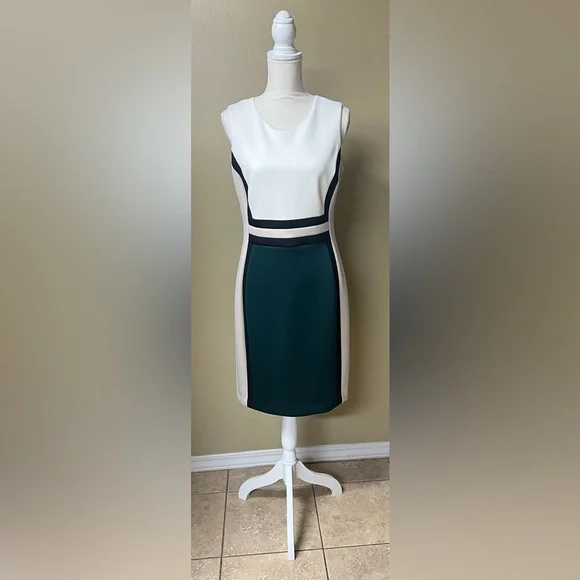 Calvin Klein Sleeveless Colorblock Scuba Sheath Dress - Picture 3 of 7